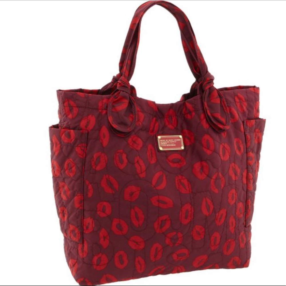 Marc by Marc Jacobs nylon lip print tote.